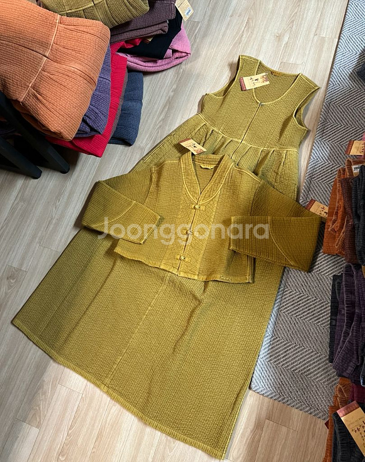 누비 생활한복 원피스 세트 새상품--1