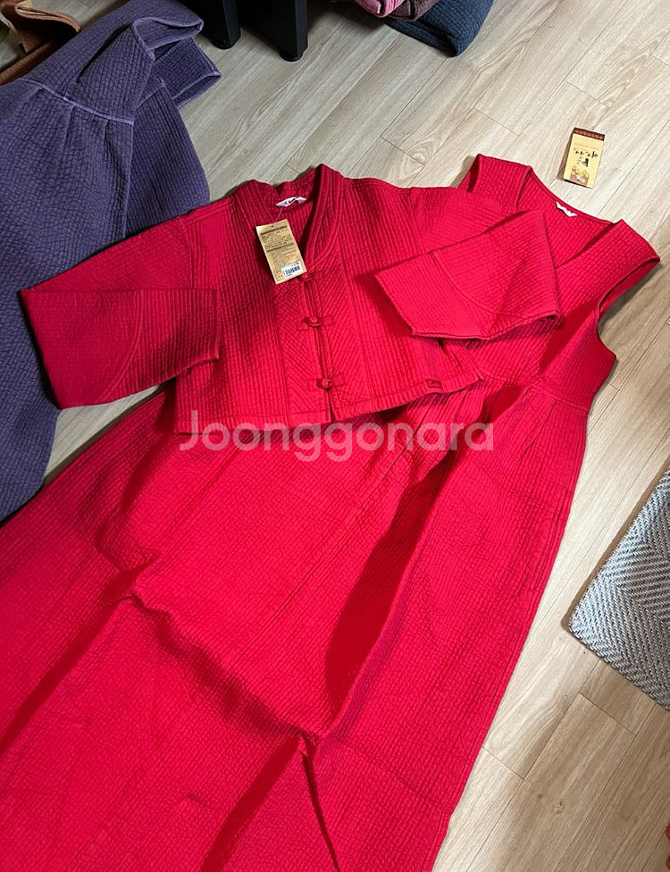 누비 생활한복 원피스 세트 새상품--9