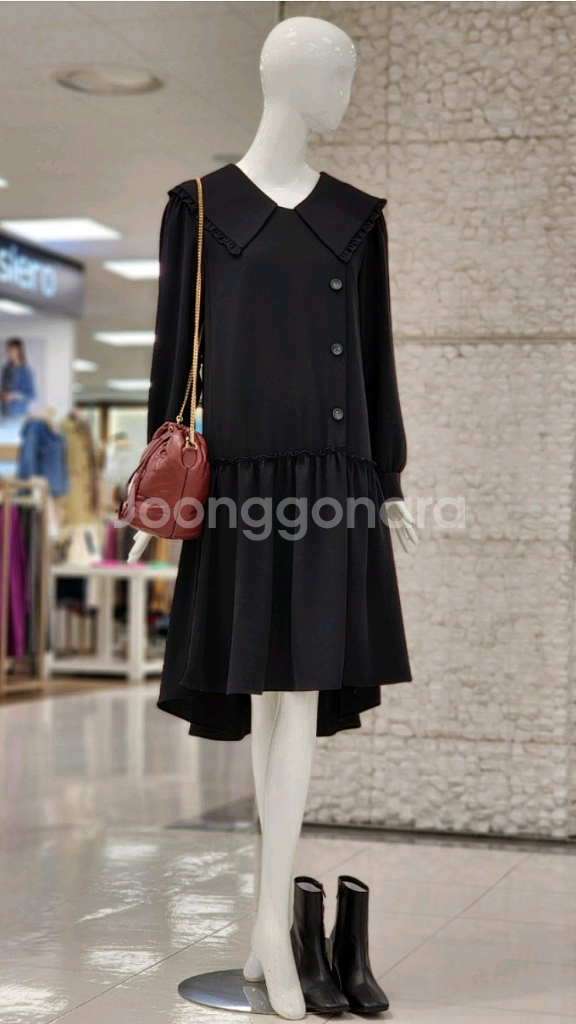 (새상품) 씨씨콜렉트 빅카라 러플 원피스 듀엘 오즈세컨--0