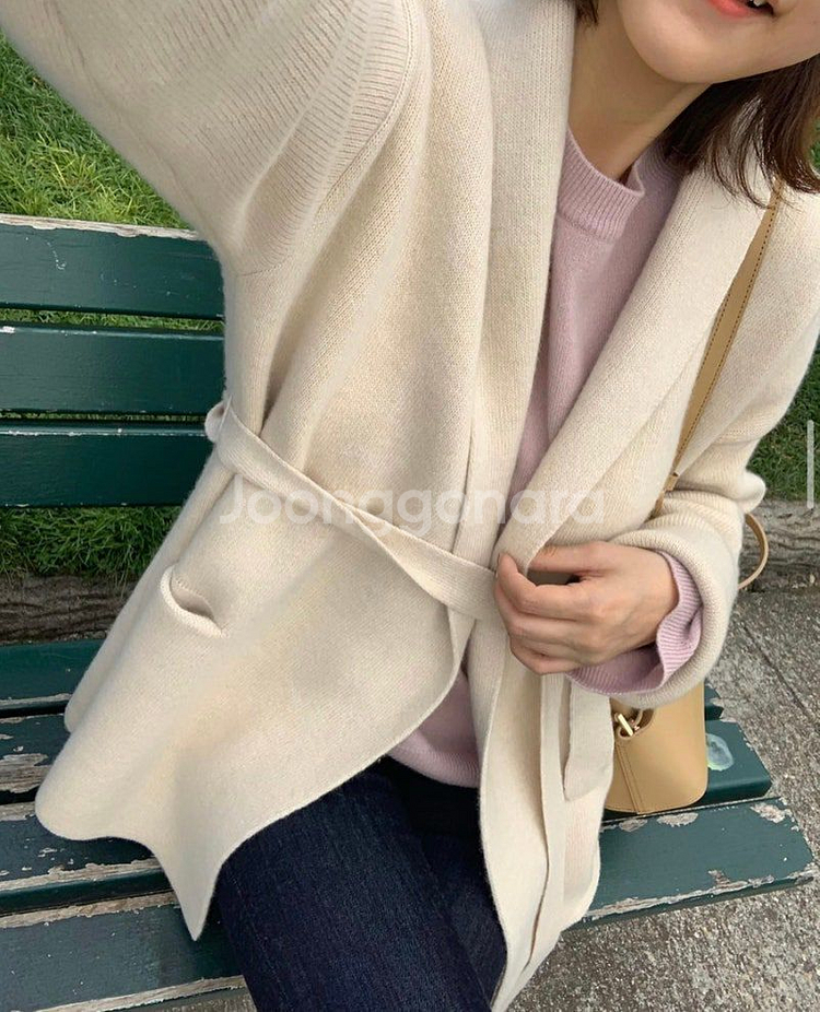 유메르 숄 벨트 가디건--1