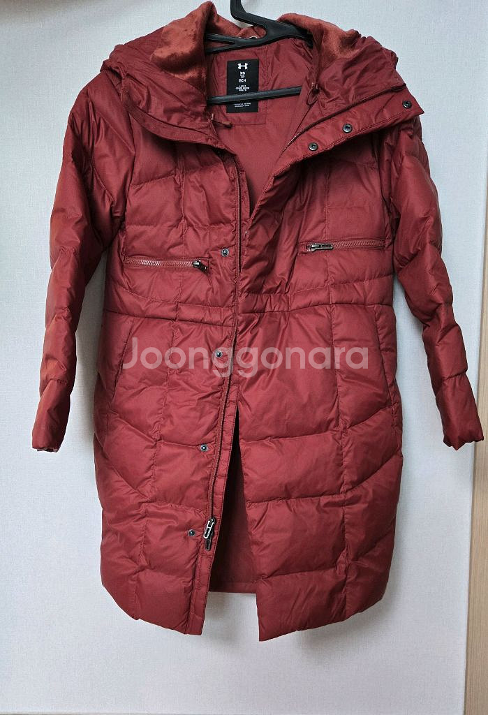새상품 언더아머 여성 롱패딩 XS 버건디--0
