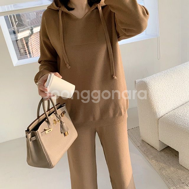 르꼬르망 세상부들한 후드니트 세트--2