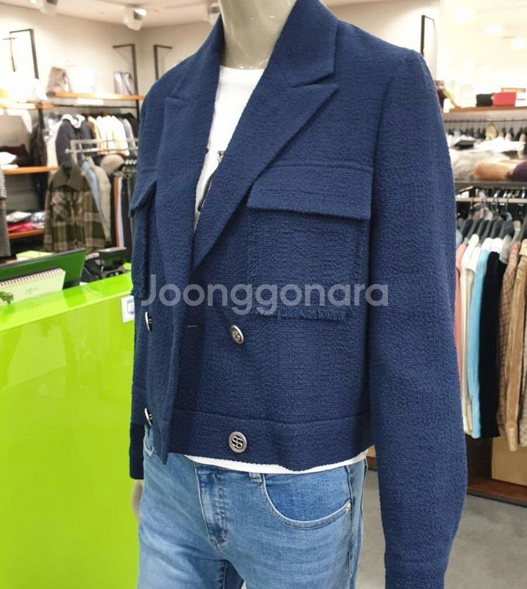 시슬리트위드자켓 블루 66사이즈--1