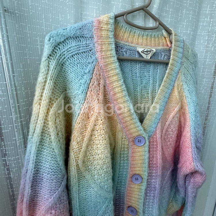 Stangve 파스텔 레인보우 니트 가디건--7
