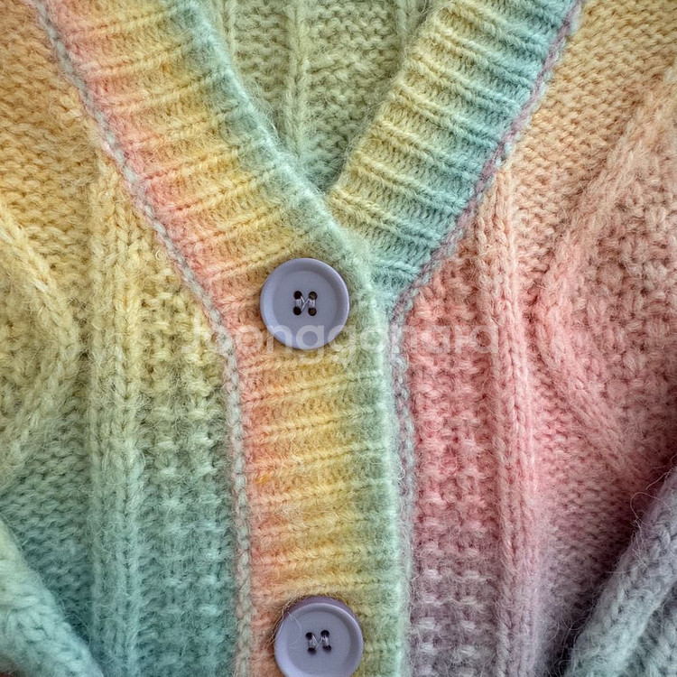 Stangve 파스텔 레인보우 니트 가디건--3