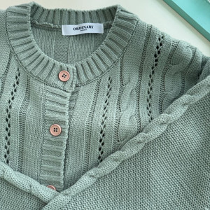 민트색 꽈배기 니트 가디건 거의새옷