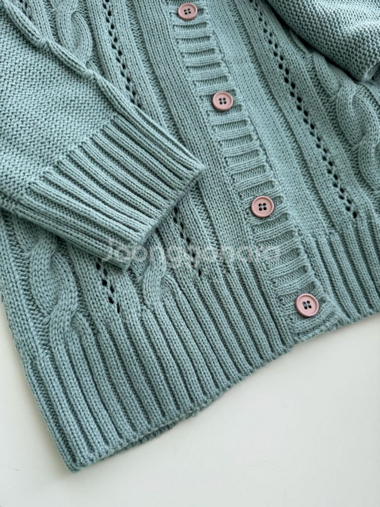 민트색 꽈배기 니트 가디건 거의새옷--8