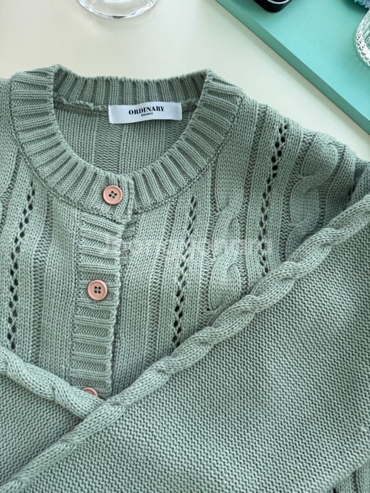 민트색 꽈배기 니트 가디건 거의새옷--12