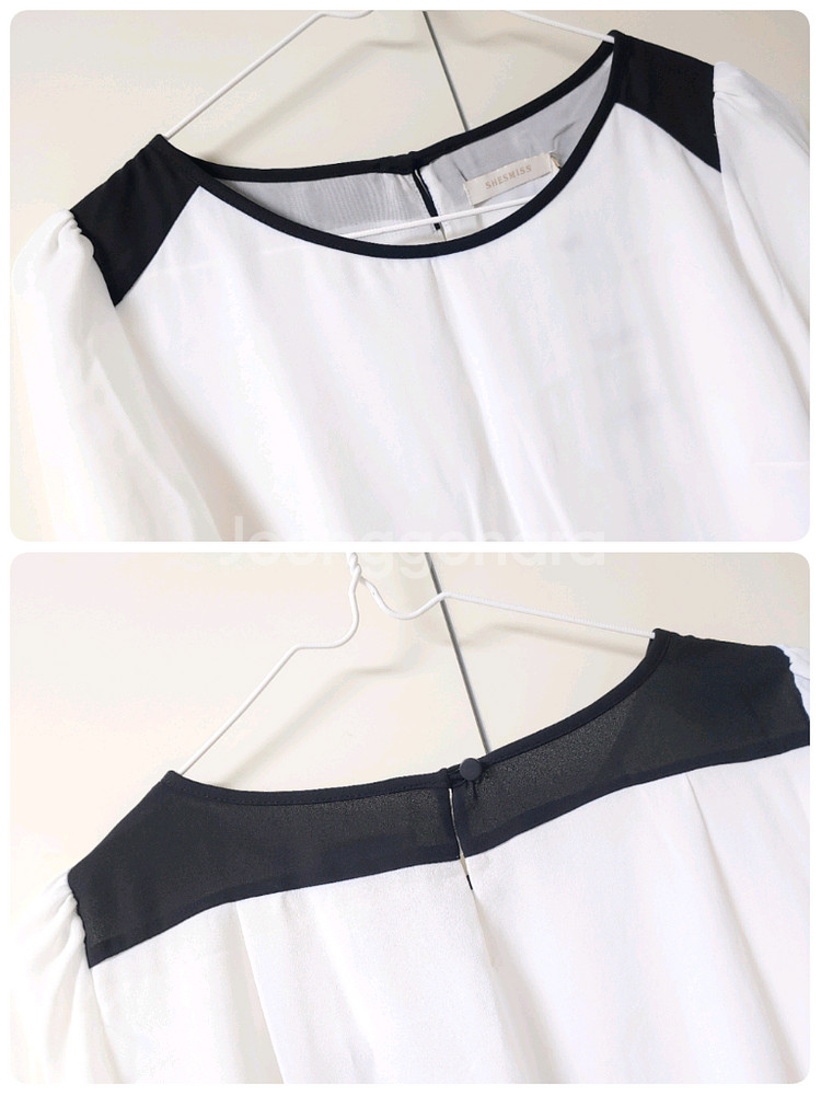 [새상품]쉬즈미스 배색 블라우스--4