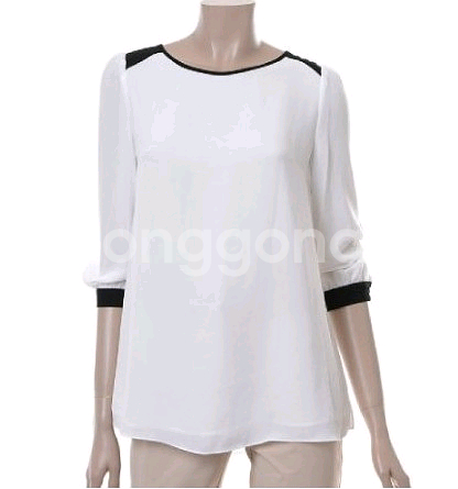 [새상품]쉬즈미스 배색 블라우스--1