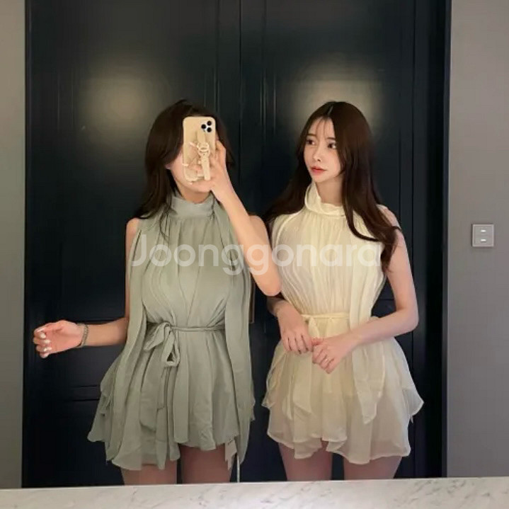쉬폰 스카프 스트랩 블라우스 아이보리--0