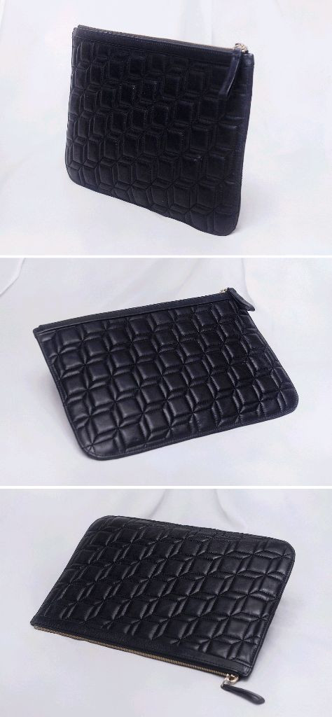 피에르 하디 퀼팅 큐브 나파레더 카프스킨 클러치--3
