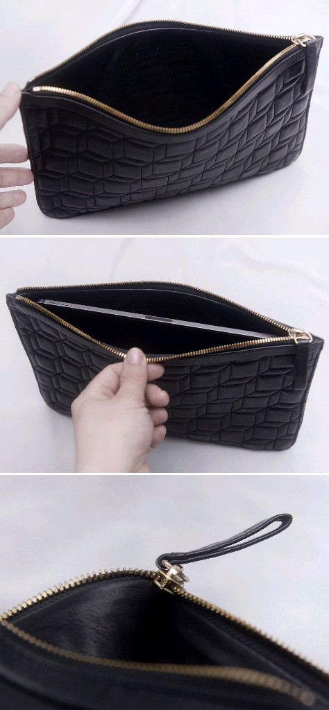 피에르 하디 퀼팅 큐브 나파레더 카프스킨 클러치--8