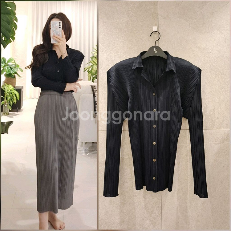 플리츠플리즈 셔츠형 카라탑 이세이미야케--0