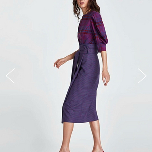 자라 랩스타일 미디스커트 체크패턴 M