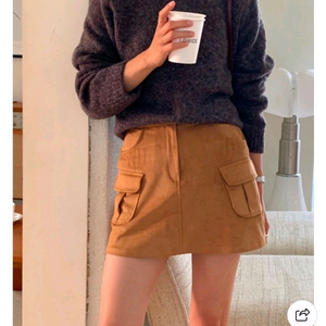 스웨이드 카고 미니 스커트 S 새상품