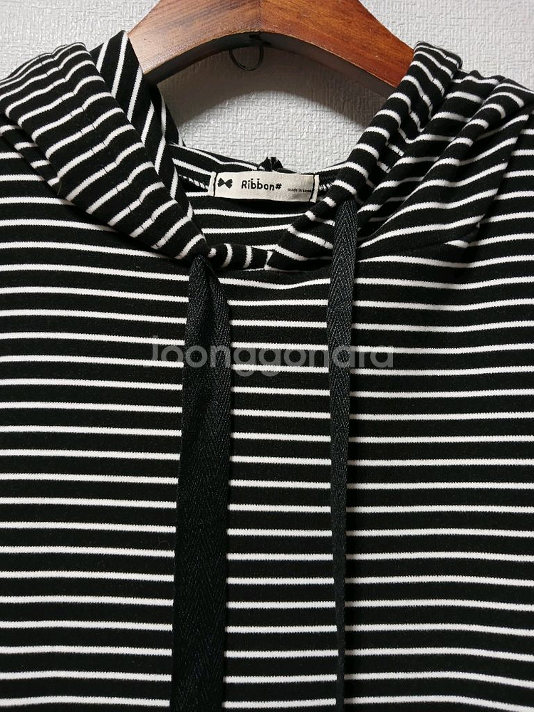 리본스트라이프 후드 롱 원피스 free--1