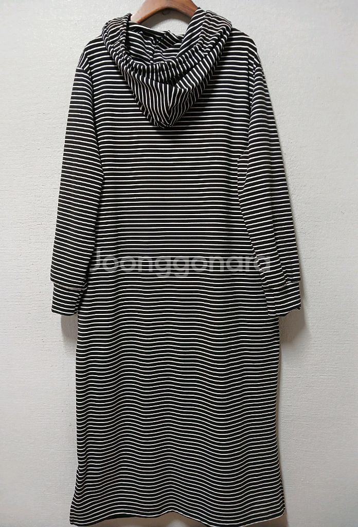 리본스트라이프 후드 롱 원피스 free--5