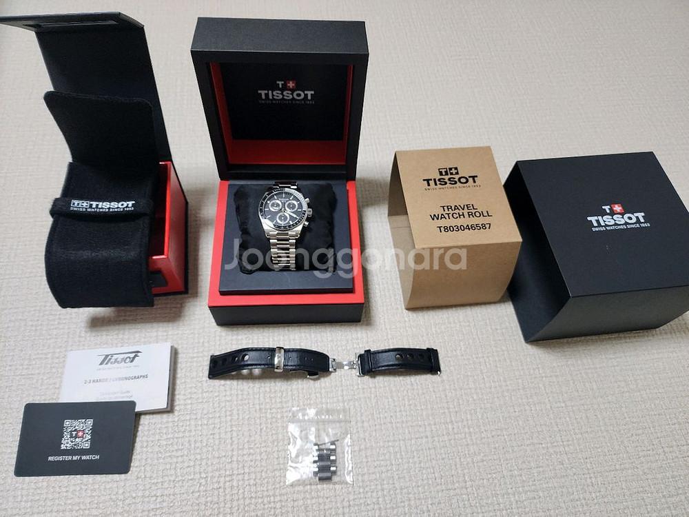 티쏘 크로노그래프 쿼츠 40mm 검판 풀박스 새제품급--1