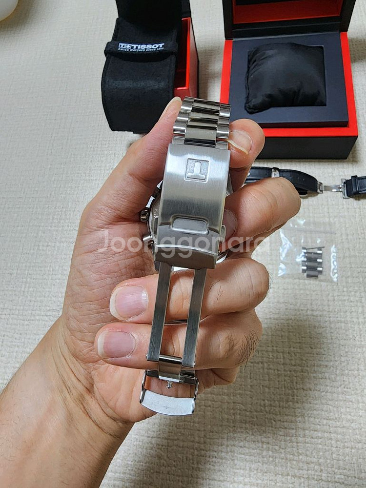 티쏘 크로노그래프 쿼츠 40mm 검판 풀박스 새제품급--5