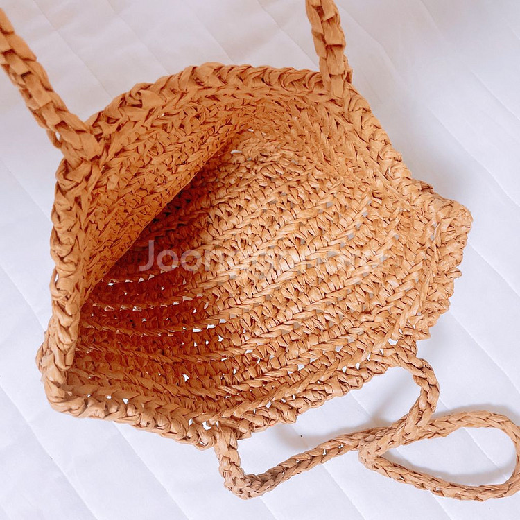 밀짚 라탄스타일 하프 숄더백 가방 새상품--1