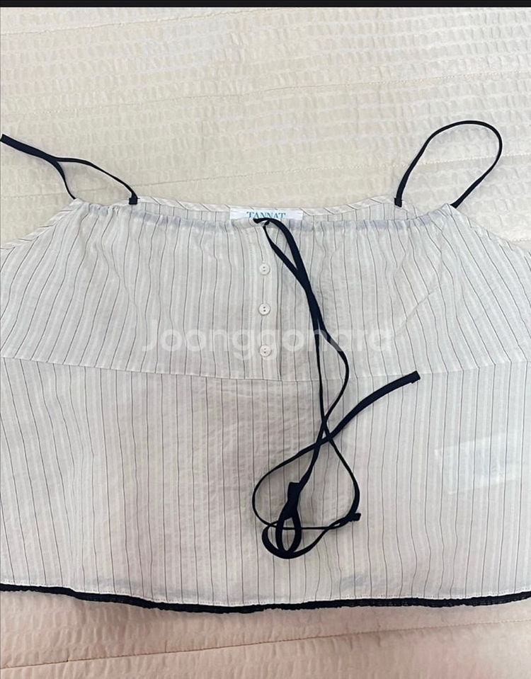 타낫 tannat 리본 시어 슬리브리스 탑(베이지)--1