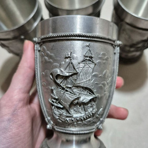 독일제 앤틱 주석잔 4개 세트 새상품