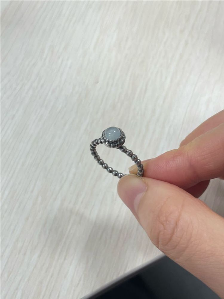 판도라 구형 탄생석 반지 3월 52호--1