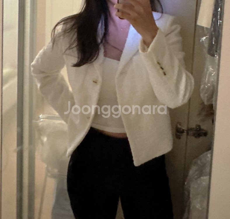 웨어웨어 트위드 자켓 화이트--2