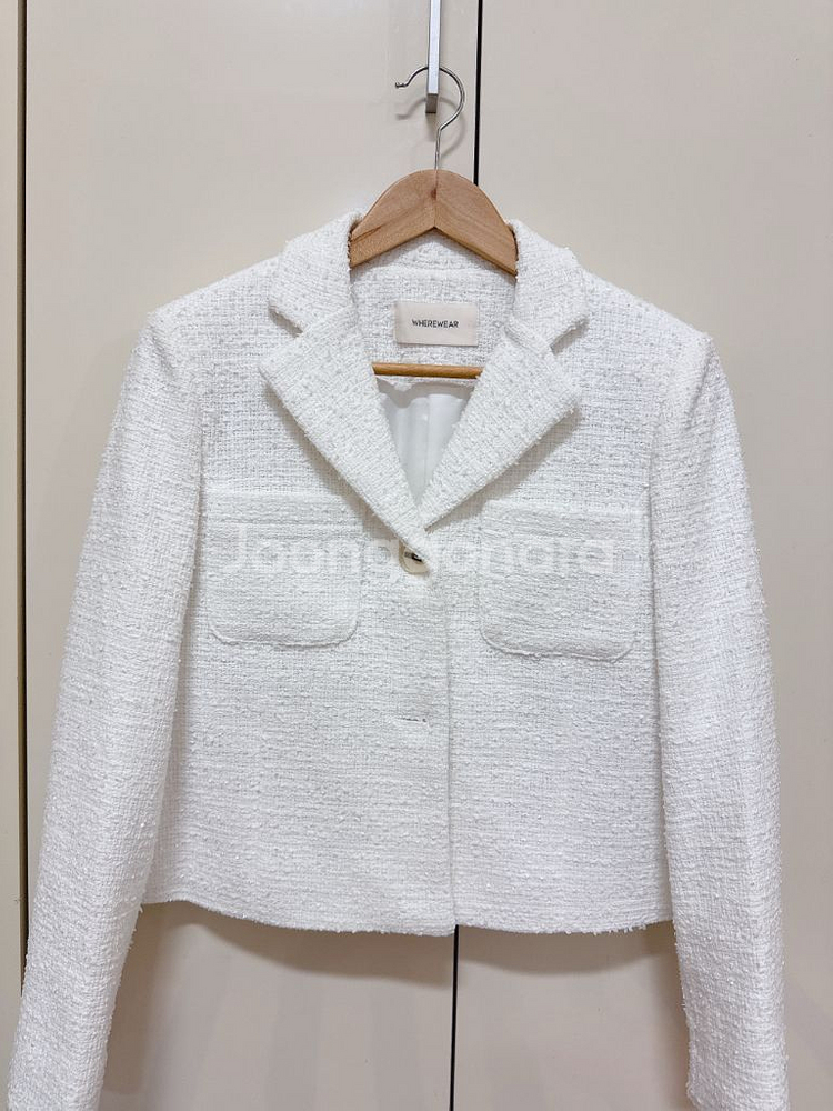 웨어웨어 트위드 자켓 화이트--0