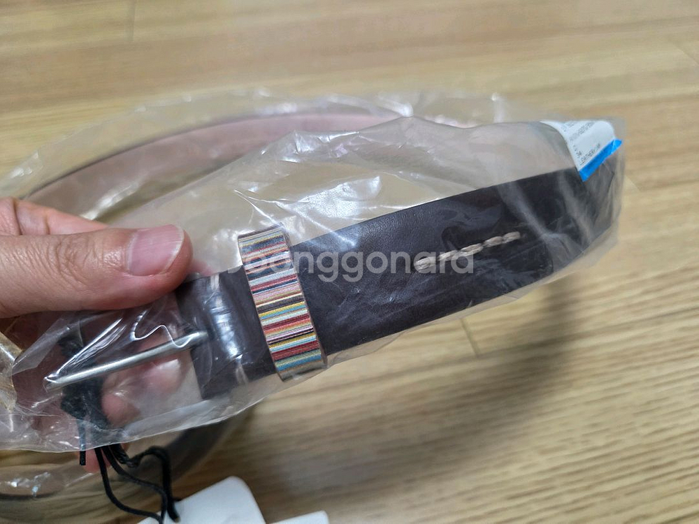 폴스미스 스트라이프 레더 벨트 딥브라운 제품--2