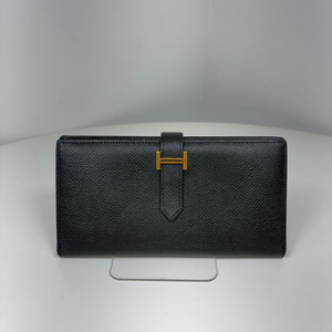 에르메스 베안 장지갑 블랙 금장 Y각인