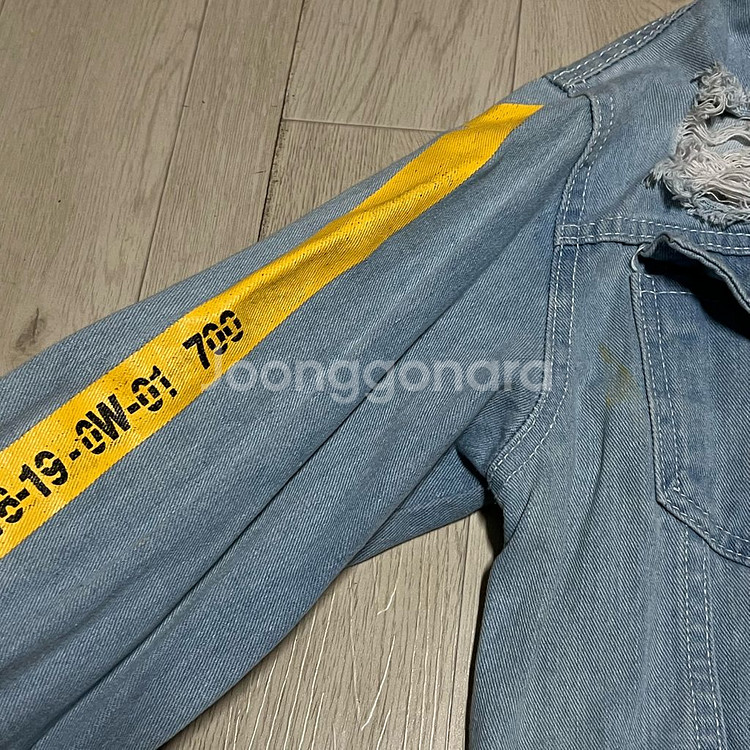 오프화이트 19FW 데미지드 데님 청자켓 L/100--4