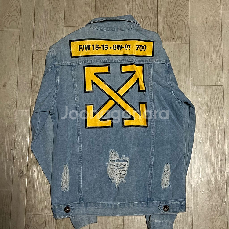 오프화이트 19FW 데미지드 데님 청자켓 L/100--6