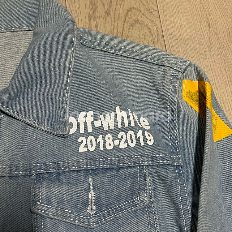 오프화이트 19FW 데미지드 데님 청자켓 L/100--3