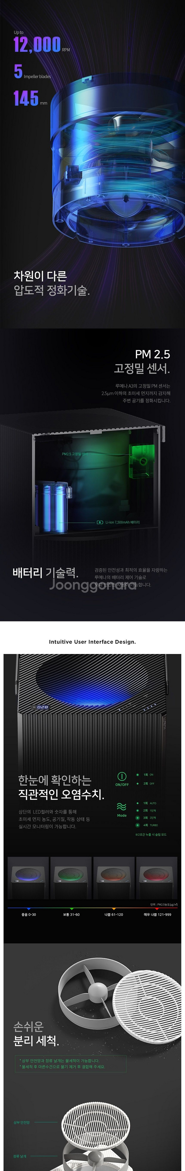 오난코리아 루메나 A3 무선 공기청정기 판매--6