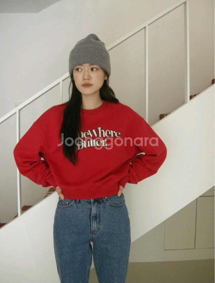 썸웨어버터 뉴 웨이브 로고 스웻셔츠 -레드--1