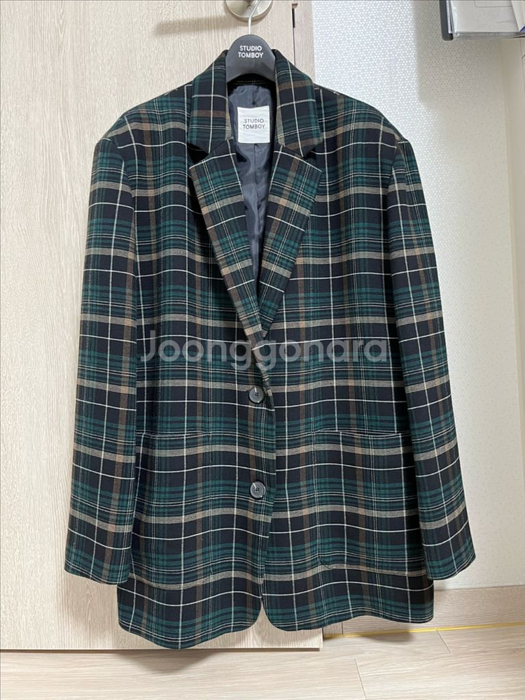 [80] 스튜디오 톰보이 타탄체크 테일러드 자켓--5