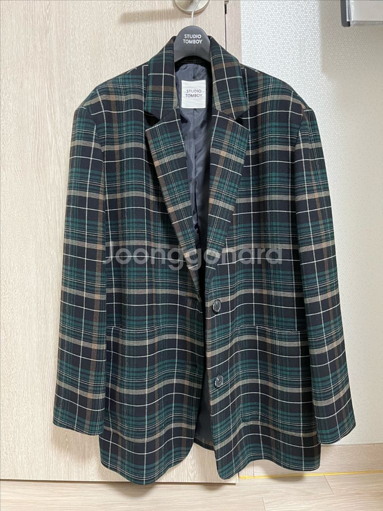 [80] 스튜디오 톰보이 타탄체크 테일러드 자켓--6