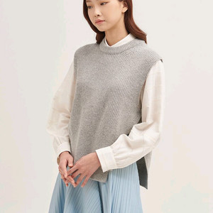 구호(KUHO) 울 블렌디드 리브 니트 베스트 그레이