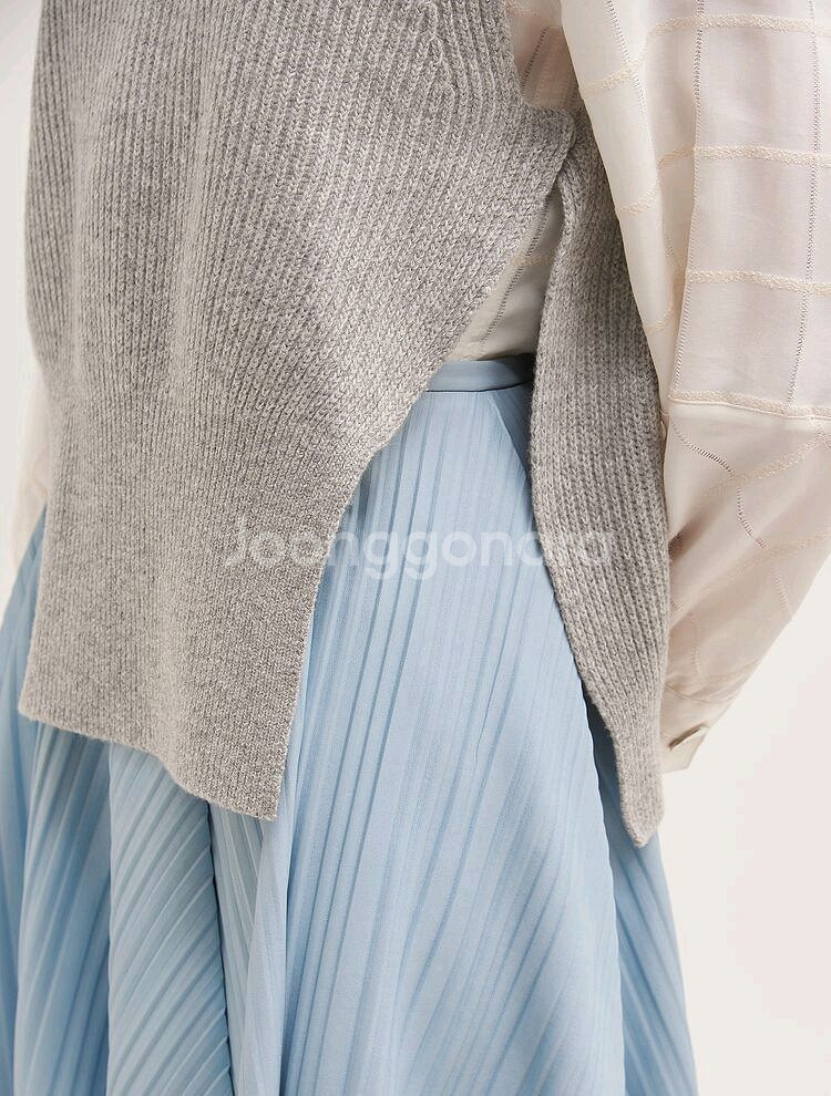 구호(KUHO) 울 블렌디드 리브 니트 베스트 그레이--8