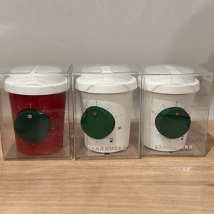 스타벅스 홀리 레드 타이머 화이트컵 파우치 키체인