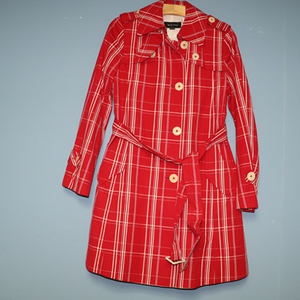 (55)빈폴/레드체크 트렌치코트
