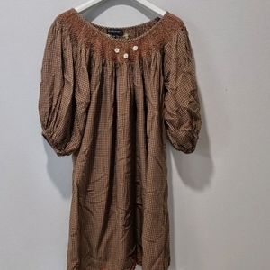 봉쥬르 브라운 체크 원피스10Y
