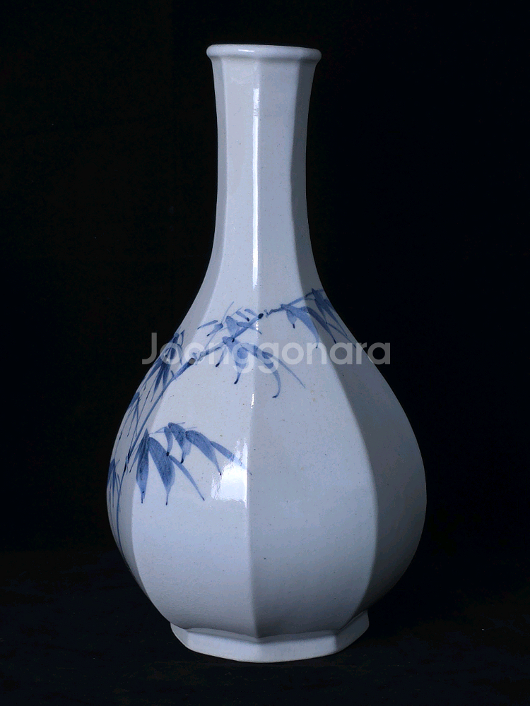 [최상급] 도암 지순탁(지순택) 백자청화죽문각병 도자기--3