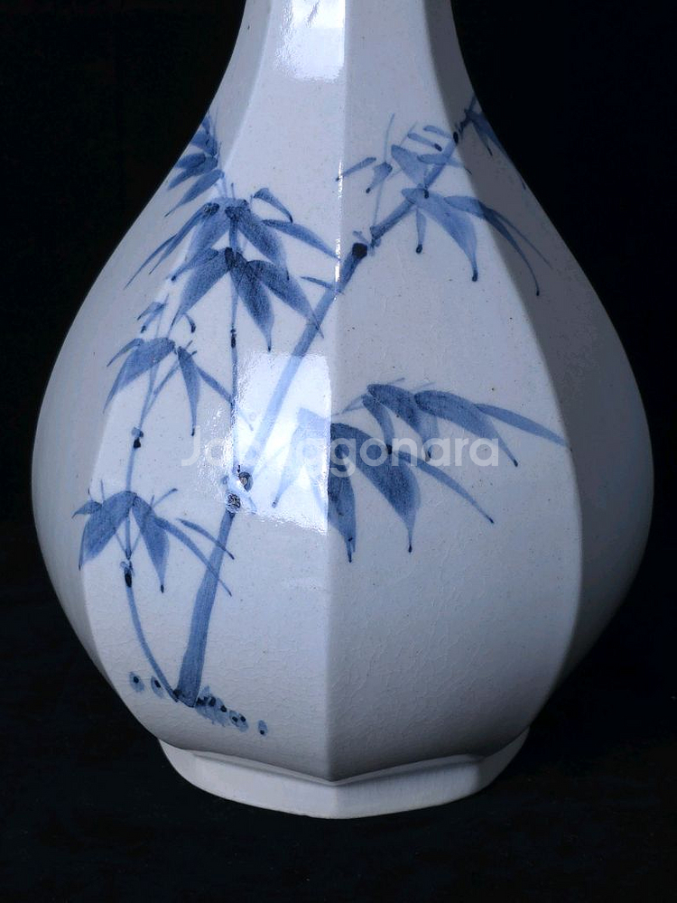 [최상급] 도암 지순탁(지순택) 백자청화죽문각병 도자기--4