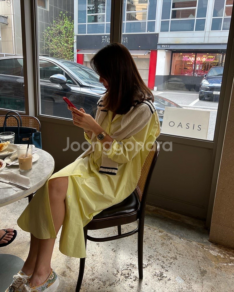 소윰 soyoom 셔츠 드레스 원피스(레몬,화이트)--3