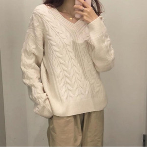 COS 브이넥 케이블 니트 xs