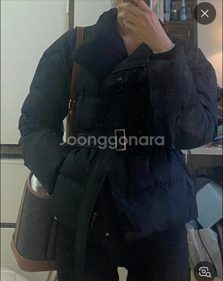 시에 이브 숏 구스다운 패딩 브라운--1