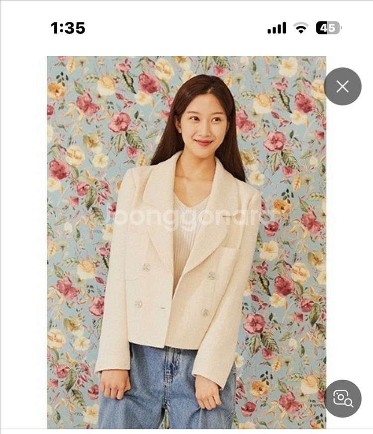 온앤온 카라디테일 트위드 크롭 자켓 66사이즈--0